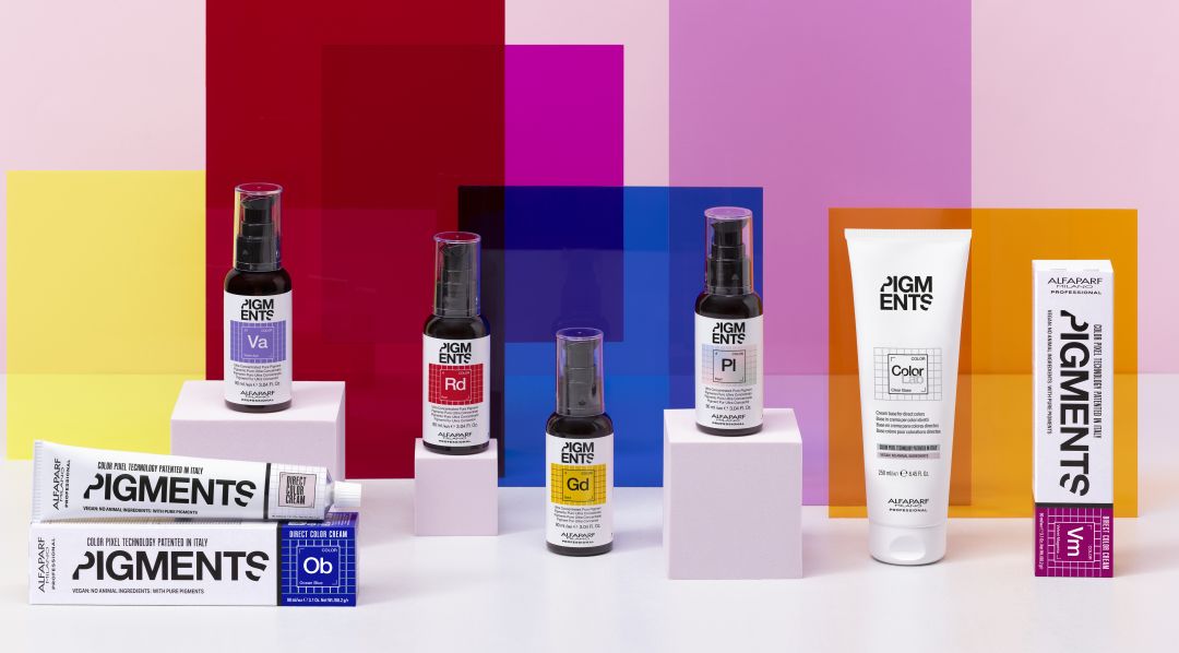sistema colore Pigments di Alfaparf Milano Professional per riflessi capelli intensi, luminosi e duraturi